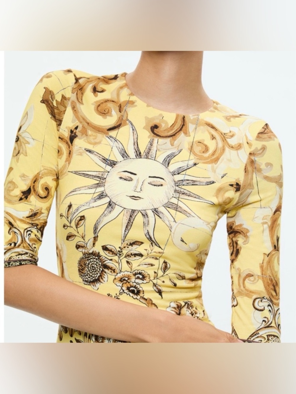 Alice + Olivia Delora Dress Size 4 Yellow Sun Print Mini